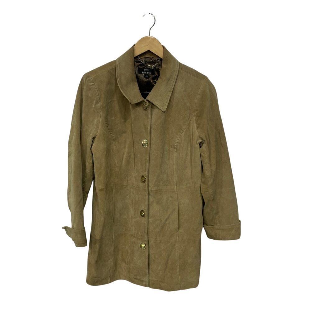 Dennis Basso Brown Suede Toggle Leather Jacket Size L